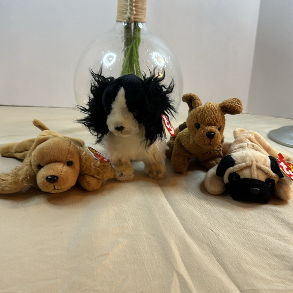 TY beanie babies frolic, Tuffy spunky, and Pugs you get all four all have tags